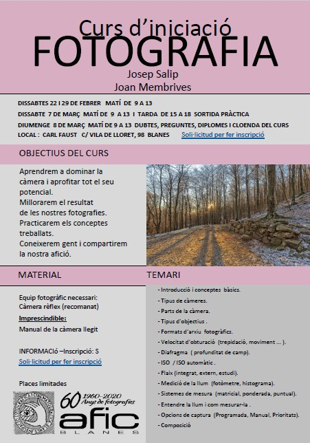 FORMACIÓ _ CURSET 2020 _ Iniciació a la Fotografia